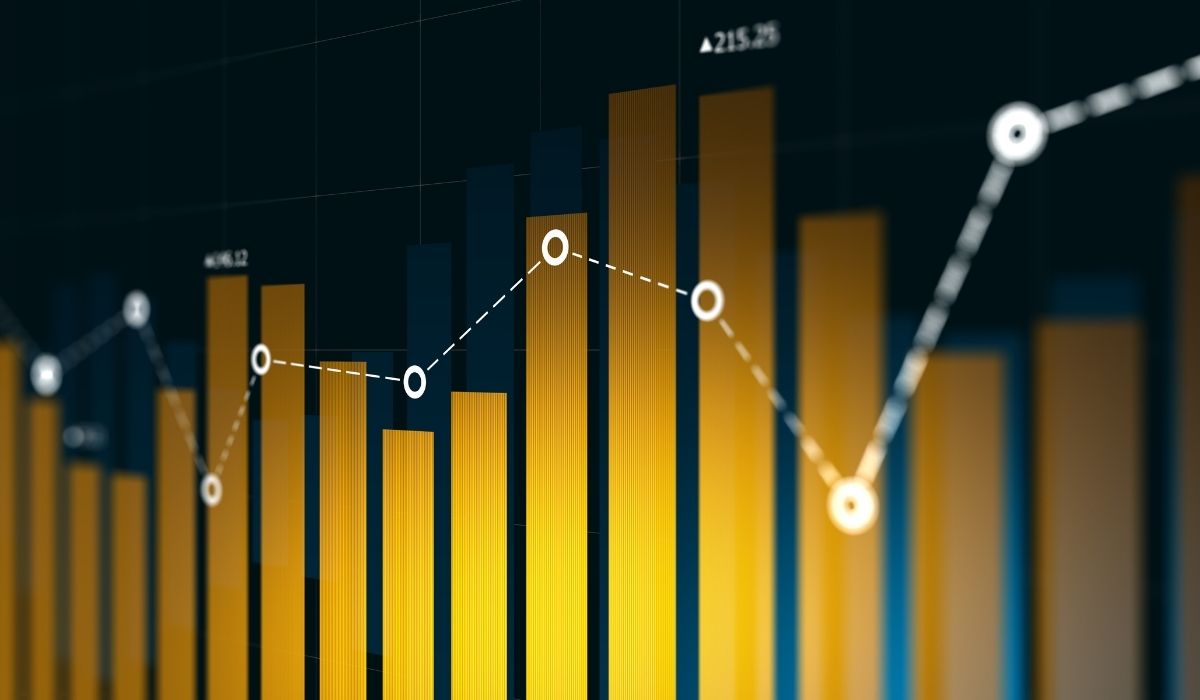 demand on a graph with a line going up, showing an increase in data at an international level.