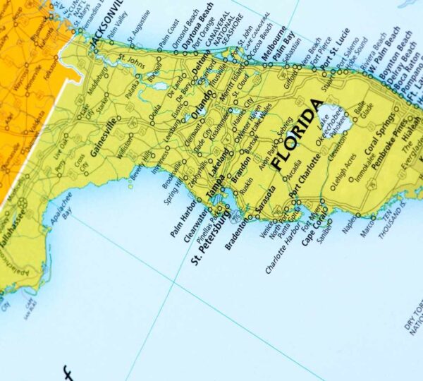 Mapa de Florida destacando la capital del estado, con información sobre el mercado inmobiliario para 2026.