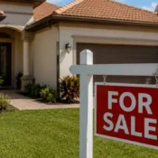 For sale sign in front of a Florida home, representing fast micro-flipping investment opportunities.