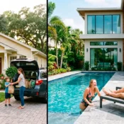 Comparación de renta residencial a largo plazo y alquiler vacacional gestionados en Florida.